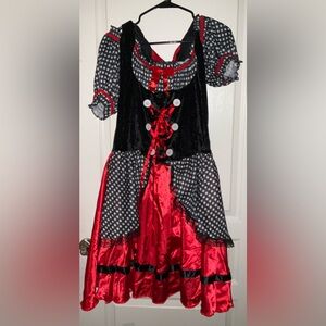 Adult Little Red Riding Hood costume dress with attached hooded cape